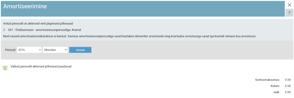 SmartAccounts põhivarade amrotisatsiooni arvutamine
