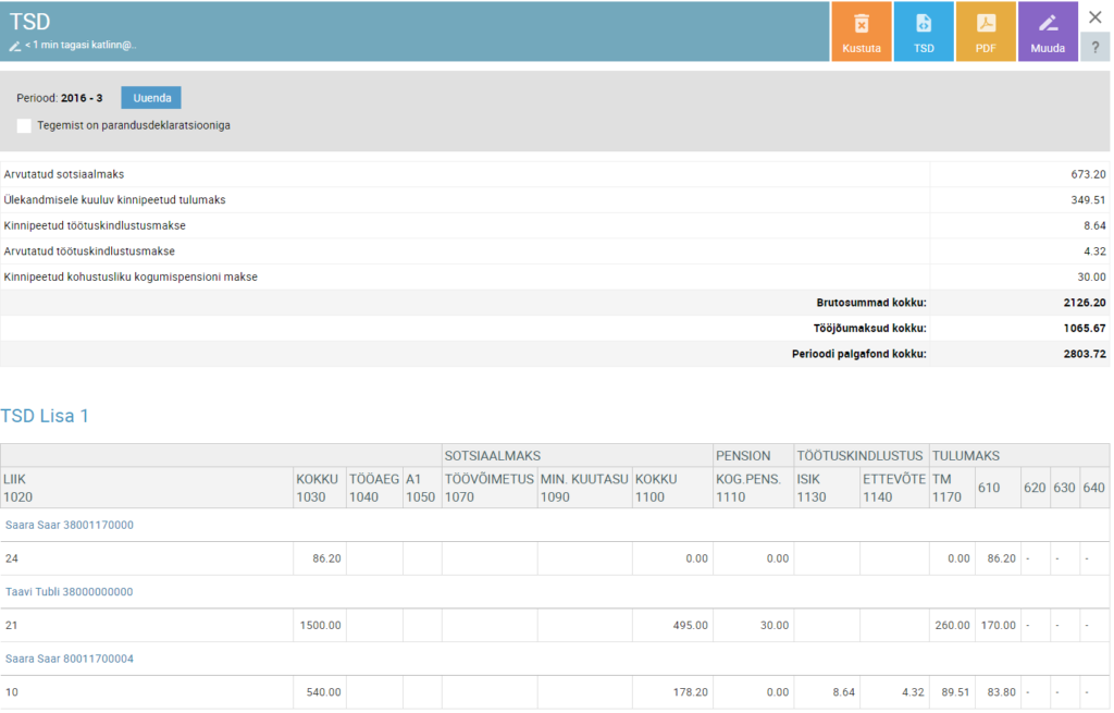 SmartAccounts TSD koostamine