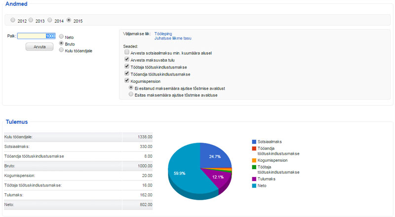 SmartAccounts palgakalkulaator