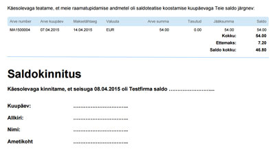 SmartAccounts saldoteatis saldokinnitus