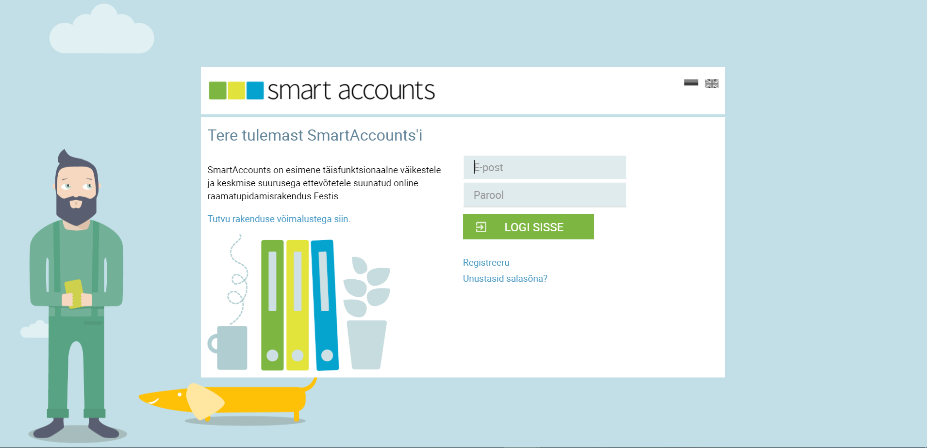 SmartAccounts logi sisse ekraan