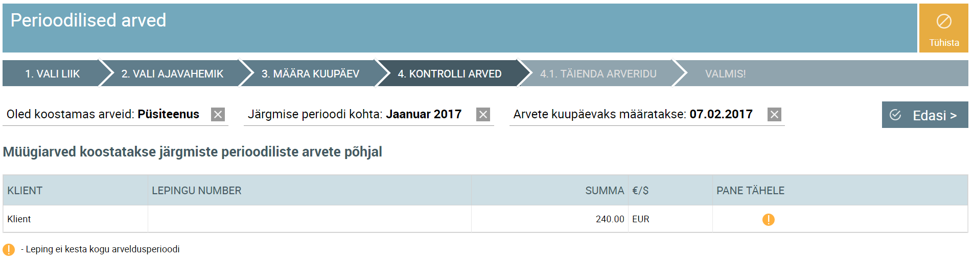 perioodilise arve koostamine