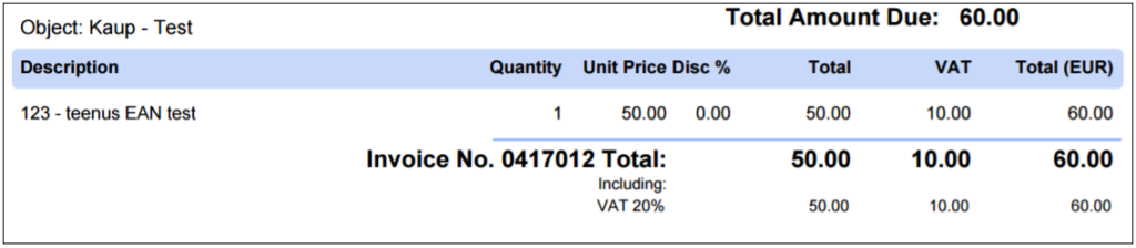 SmartAccounts object on sales invoice