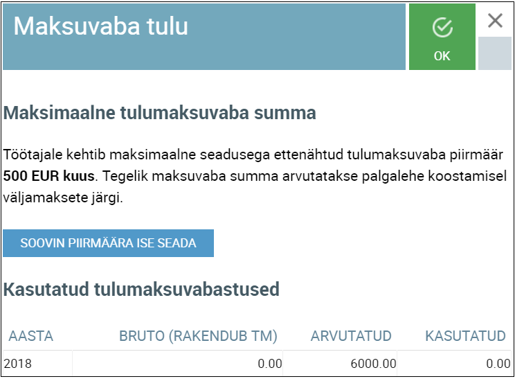 SmartAccounts maksuvaba tulu seadistamine