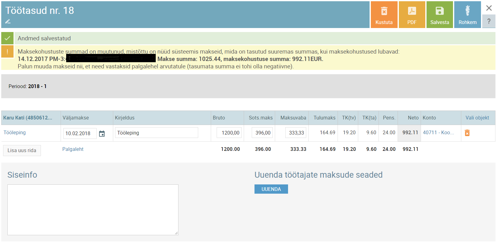 SmartAccounts palgalehe parandamine seosesta pangamaksed