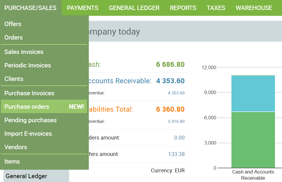 SmartAccounts new feature purchase orders