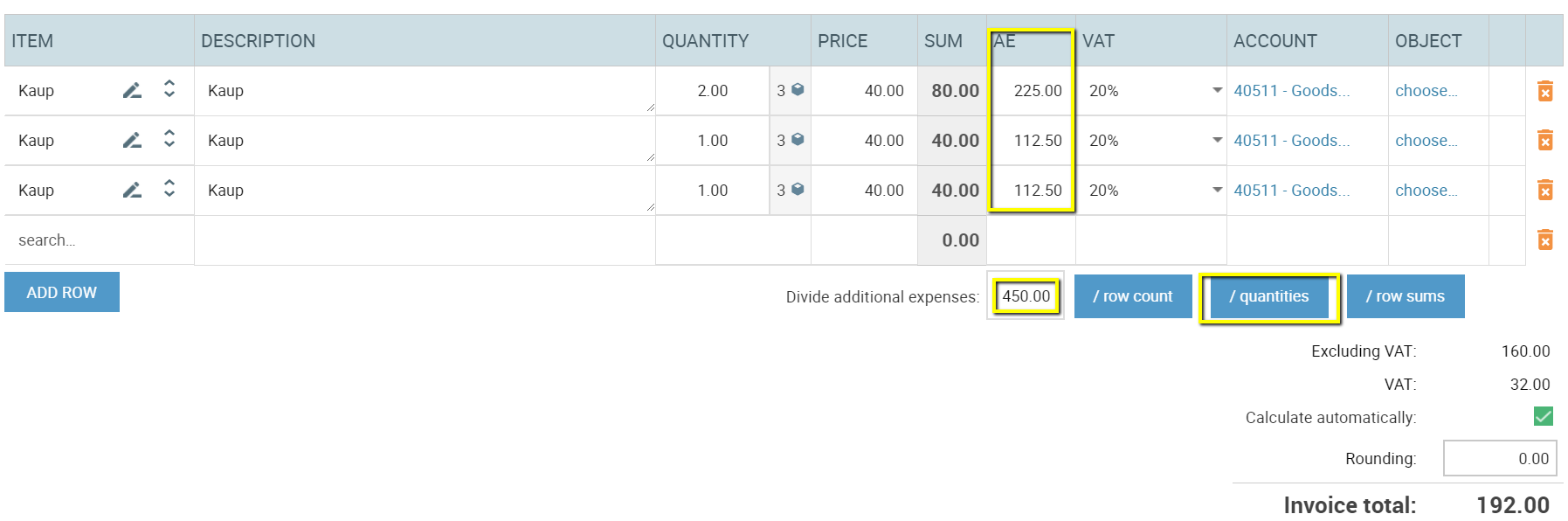 warehouse additional expenses