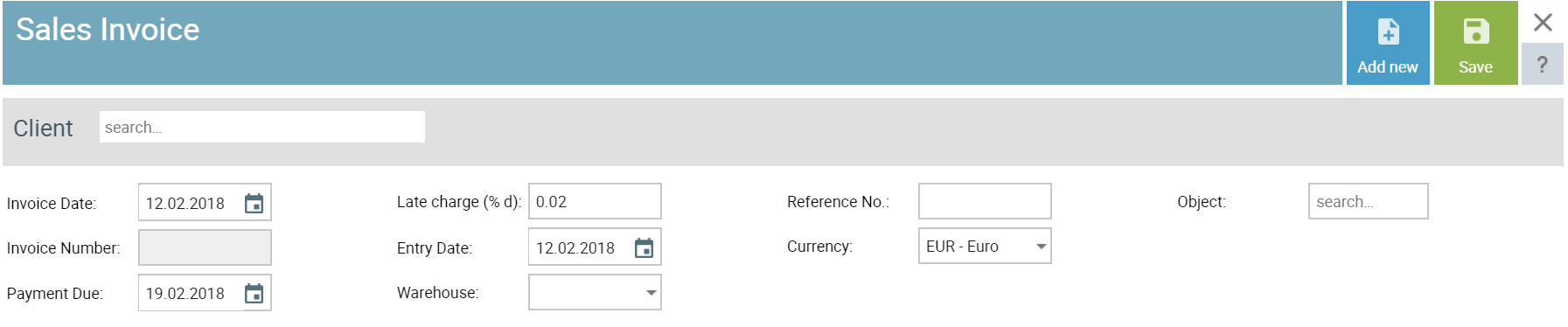 sales invoice general data