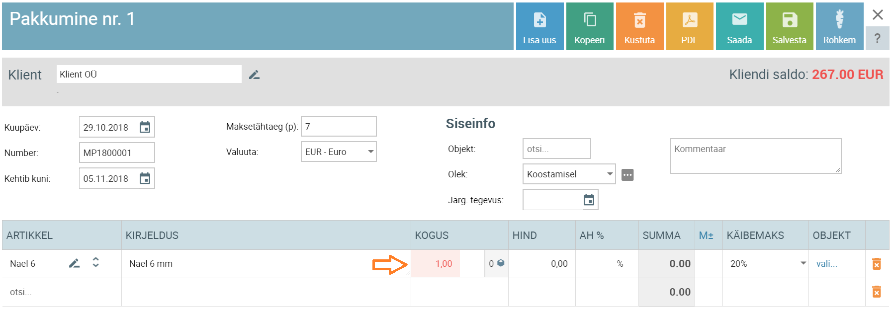 laoseisu info pakkumisel