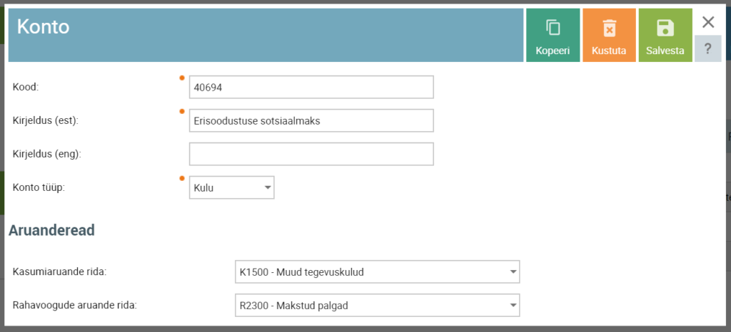 Erisoodustused - sotsiaalmaksu kulukonto