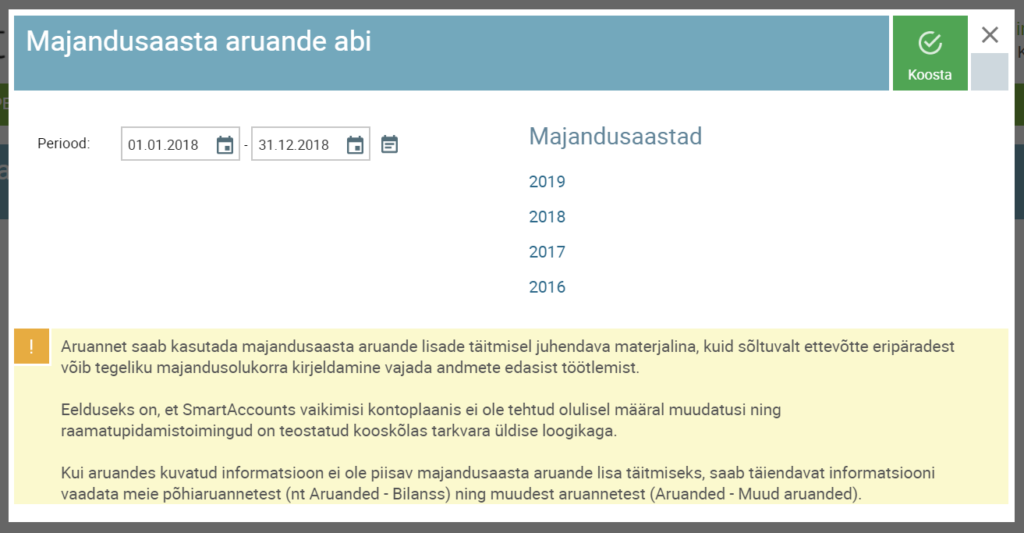 Majandusaasta aruande abi aruande koostamine