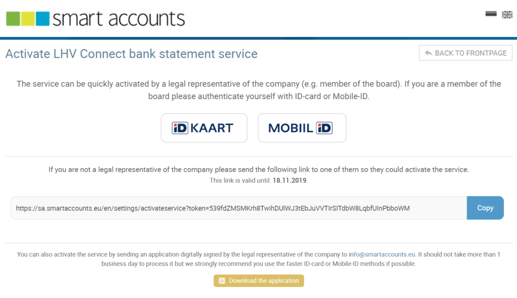 Activate LHV connect service