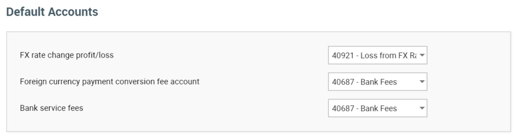 bank import default accounts