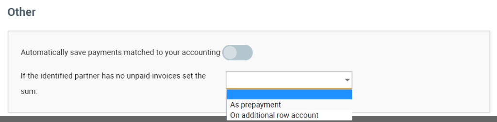 bank import other settings