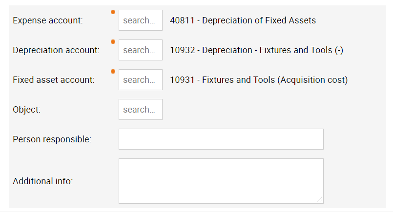 fixed asset card expense account