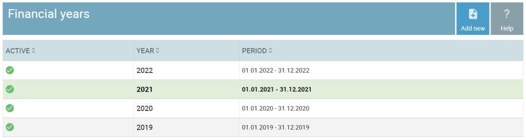 financial years