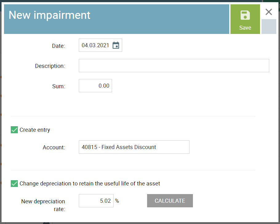 impairment of fixed asset