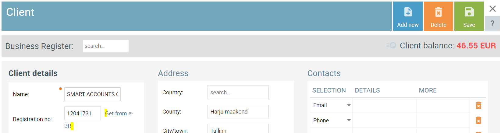 get data from business registry