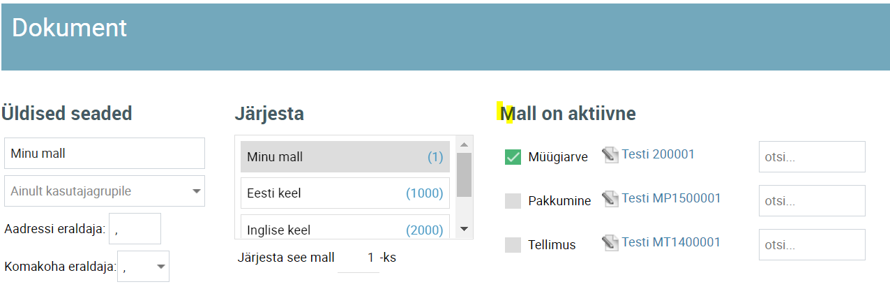 malli testimine